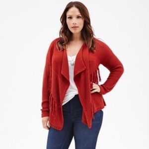 Forever 21 Open Front Fringe Cardigan
